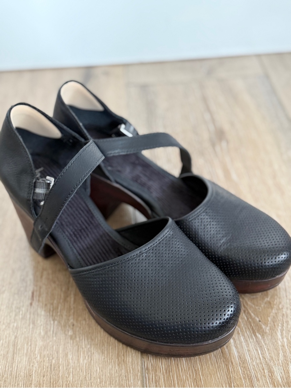 boc Black Perforated Mary Jane Heels with Strap